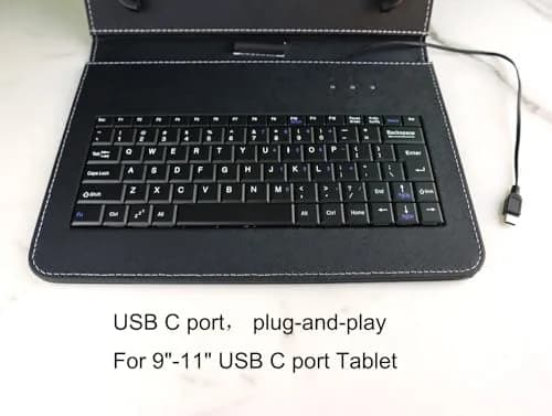 ENJOY-UNIQUE Black QWERTY Keyboard Case for 9.7-11 inch Tablets | USB-C Port, PU Leather, Universal Fit thumbnail 4