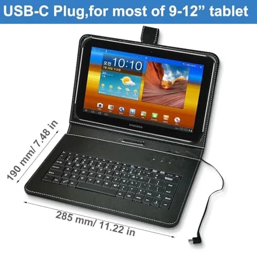 ENJOY-UNIQUE Black QWERTY Keyboard Case for 9.7-11 inch Tablets | USB-C Port, PU Leather, Universal Fit thumbnail 3