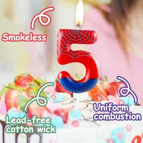 Hongplus 4th Birthday Candles Number 4 | Spider Cartoon Cake Topper for Kids & Adults thumbnail 4