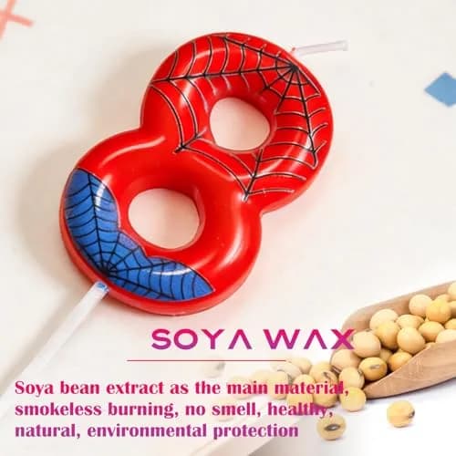 Hongplus 4th Birthday Candles Number 4 | Spider Cartoon Cake Topper for Kids & Adults thumbnail 5