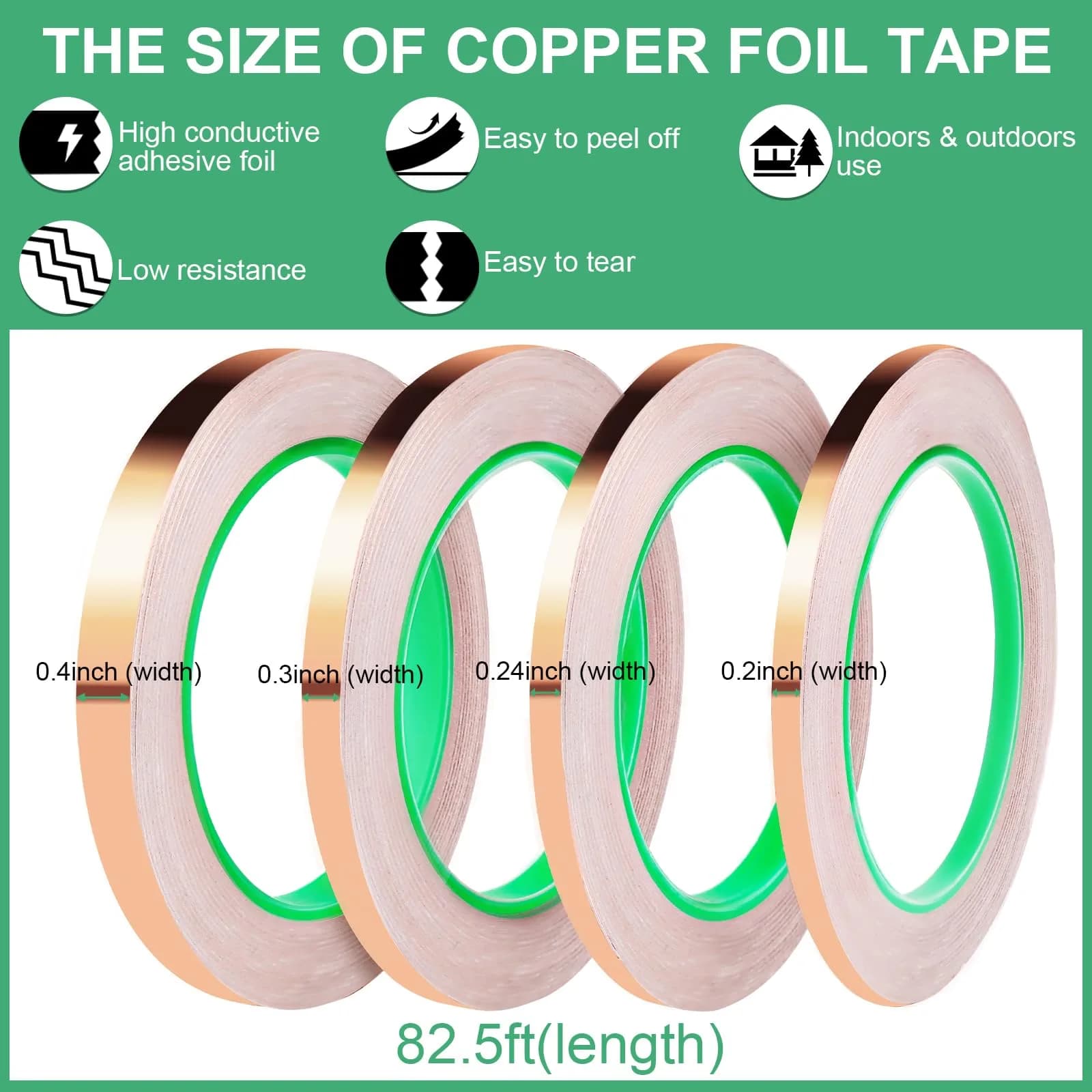 LOVIMAG Copper Foil Tape 25mm (0.98 Inch) x 82.5ft | High Conductivity Industrial Adhesive Tape - view 3