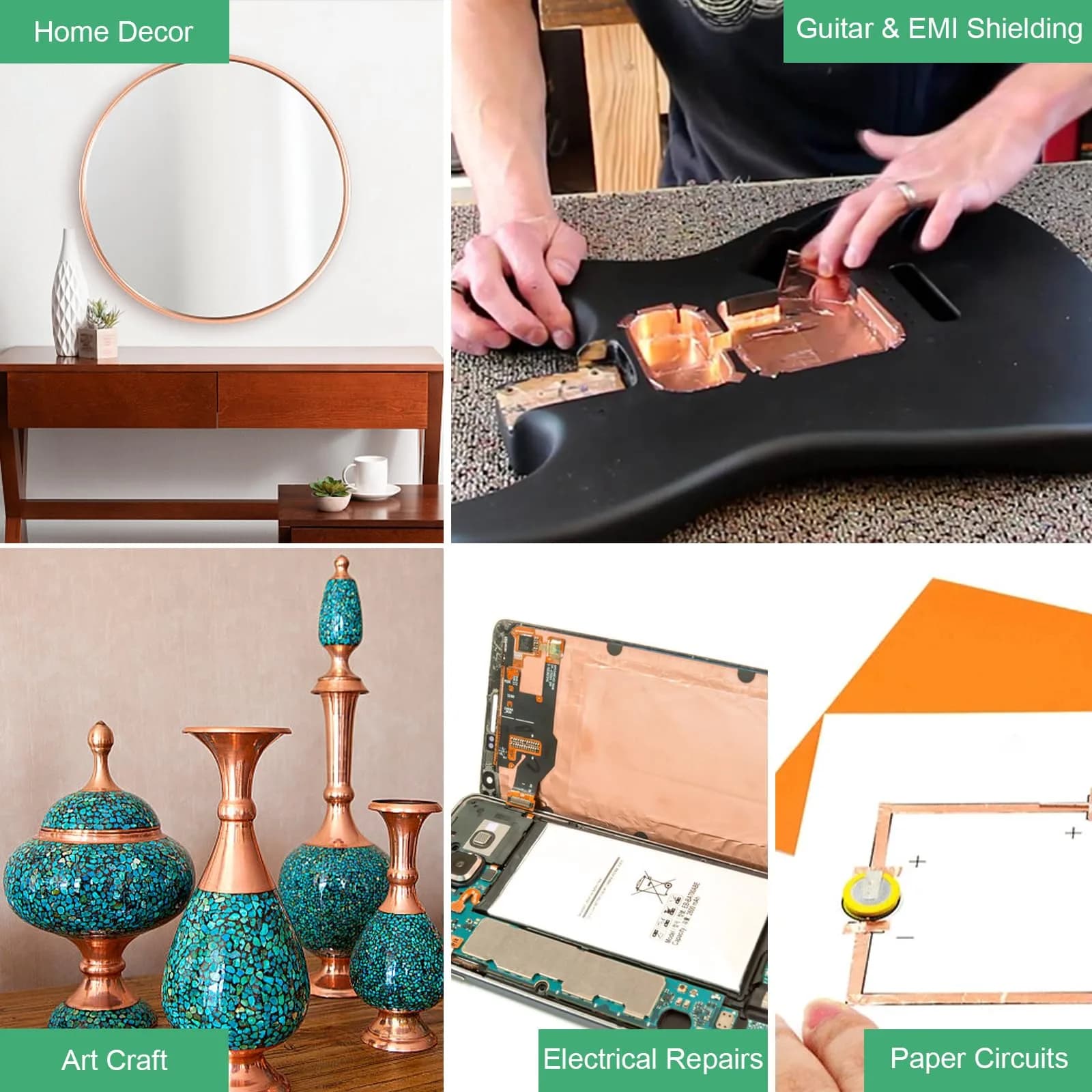 LOVIMAG Copper Foil Tape 4 Sizes (0.2-0.4 Inch) x 72.6FT | High Conductivity for Electronics & Crafts - view 2