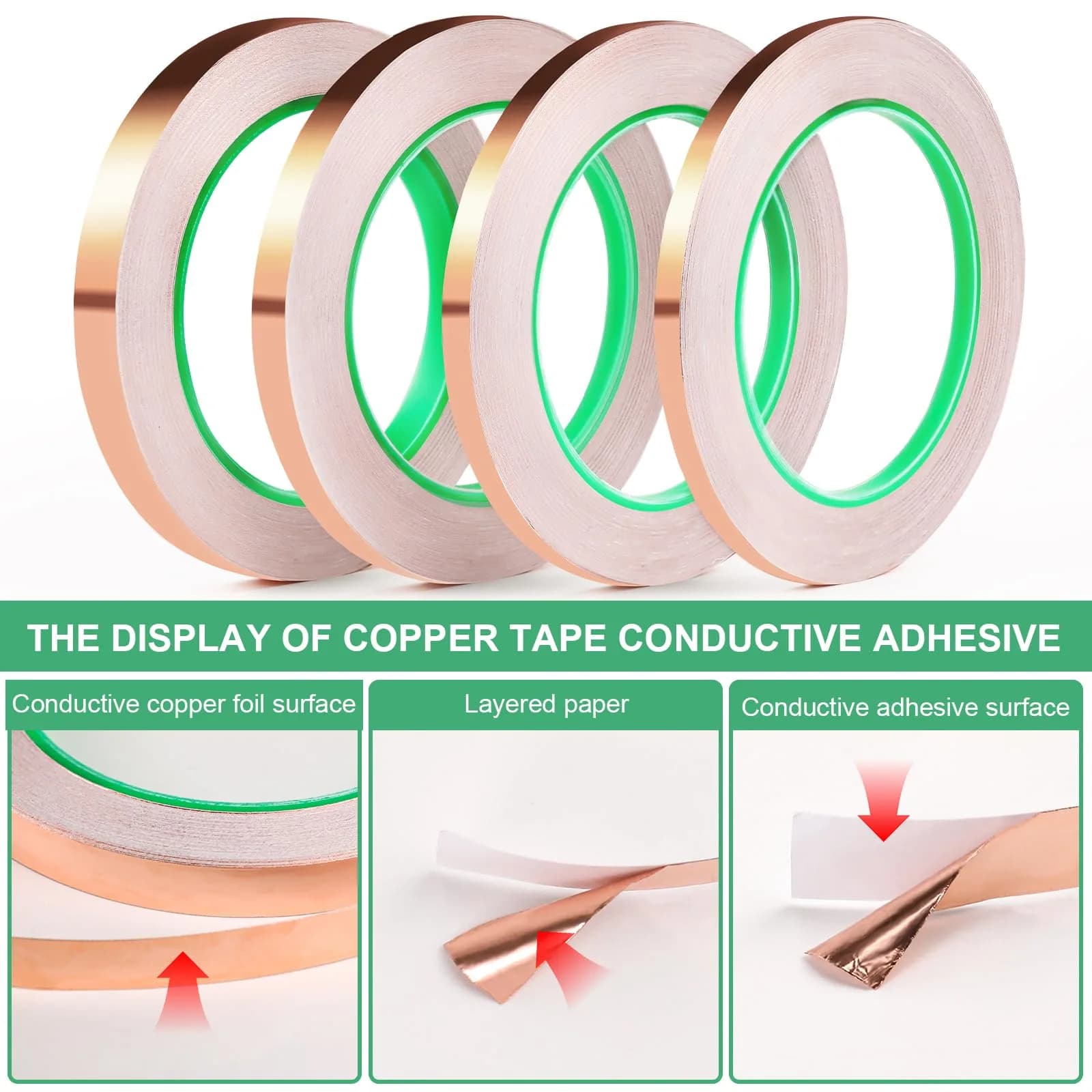 LOVIMAG Copper Foil Tape 4 Sizes (0.2-0.4 Inch) x 72.6FT | High Conductivity for Electronics & Crafts - view 4