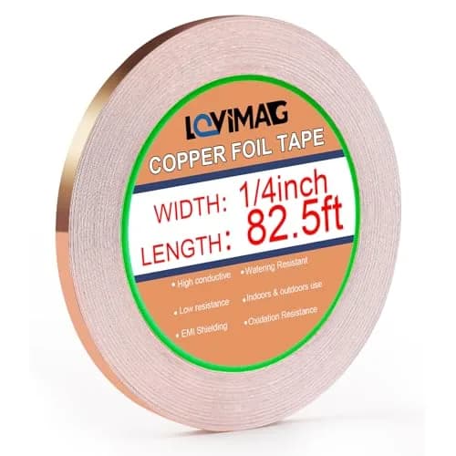 LOVIMAG Copper Foil Tape 6.35mm x 25m (0.25in x 82.5ft) | Electrically Conductive Adhesive for EMI Shielding thumbnail 1