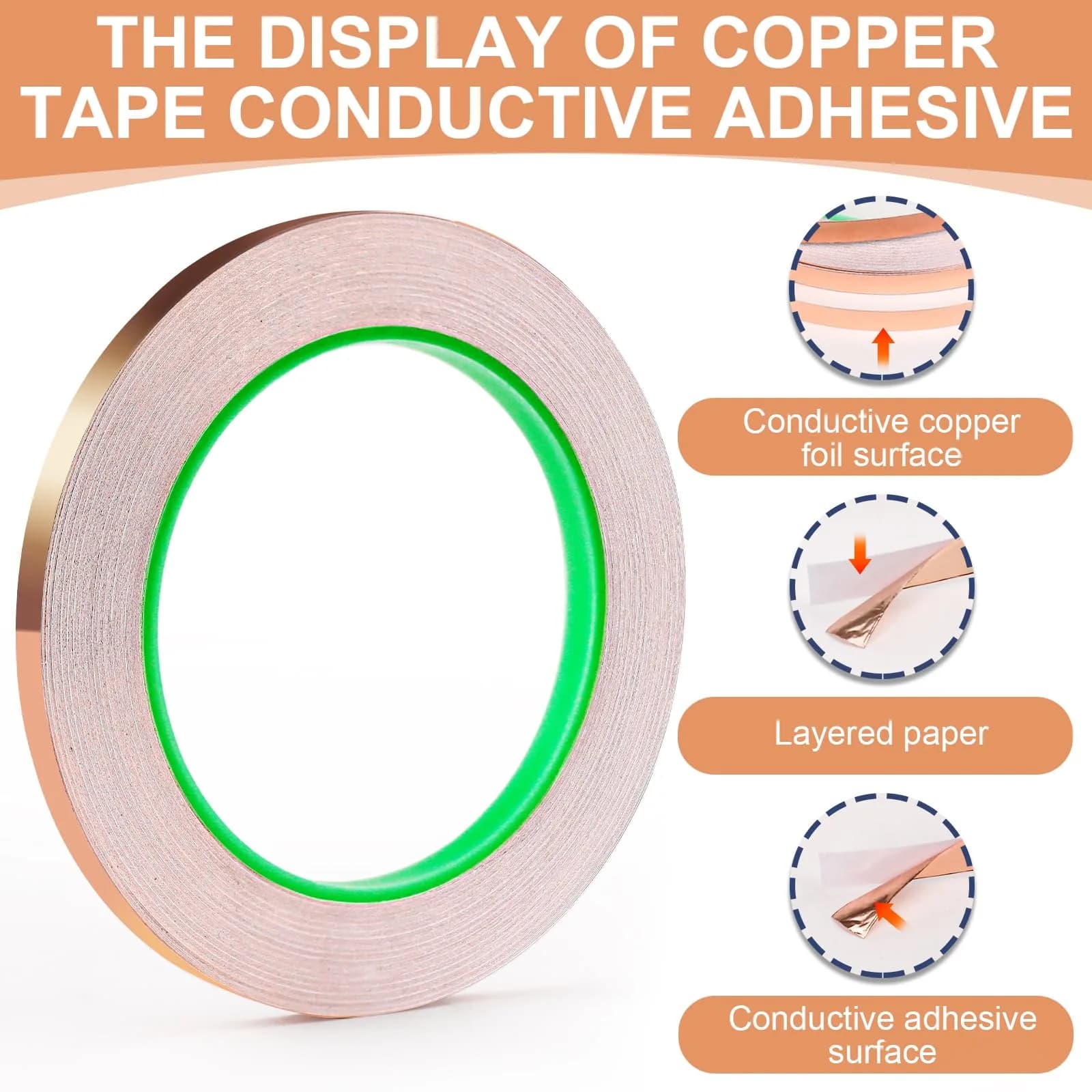 LOVIMAG 1/4 Inch x 82.5ft Copper Foil Tape - High Conductivity Industrial Adhesive - view 4