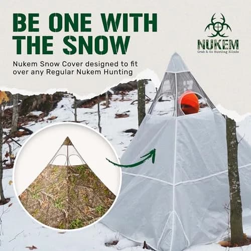 Nukem Snow Cover for Hunting Blinds - Solid White | Non-UV Reflective Material with Stubble Straps thumbnail 4