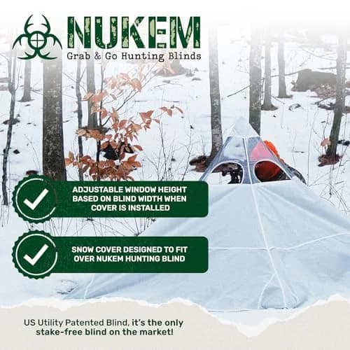 Nukem Snow Cover for Hunting Blinds - Solid White | Non-UV Reflective Material with Stubble Straps thumbnail 5