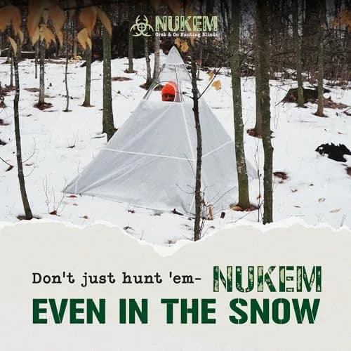 Nukem Snow Cover for Hunting Blinds - Solid White | Non-UV Reflective Material with Stubble Straps thumbnail 6
