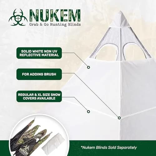 Nukem Snow Cover for Hunting Blinds - Solid White | Non-UV Reflective Material with Stubble Straps thumbnail 2