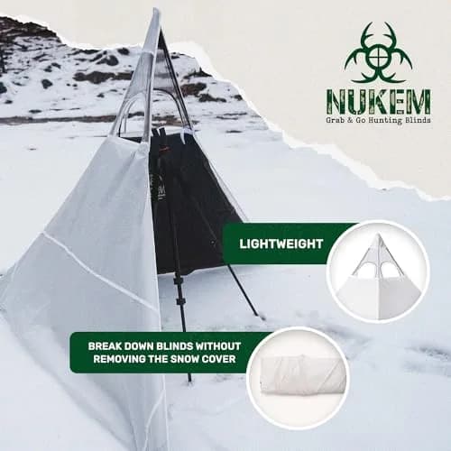 Nukem Snow Cover for Hunting Blinds - Solid White | Non-UV Reflective Material with Stubble Straps thumbnail 3