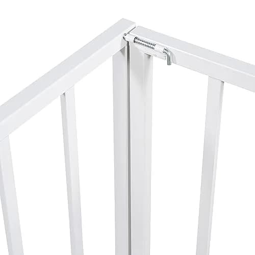 Brisca Full Size Metal Floor Bed Frame with Fence and Door | Versatile Montessori Kids Bed, No Box Spring Needed, Easy to Install, White thumbnail 7