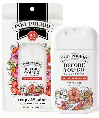 Poo-Pourri Tropical Hibiscus Pocket Toilet Spray 30ml (1 Fl Oz) | Essential Oils Odor Deodorizer thumbnail 1