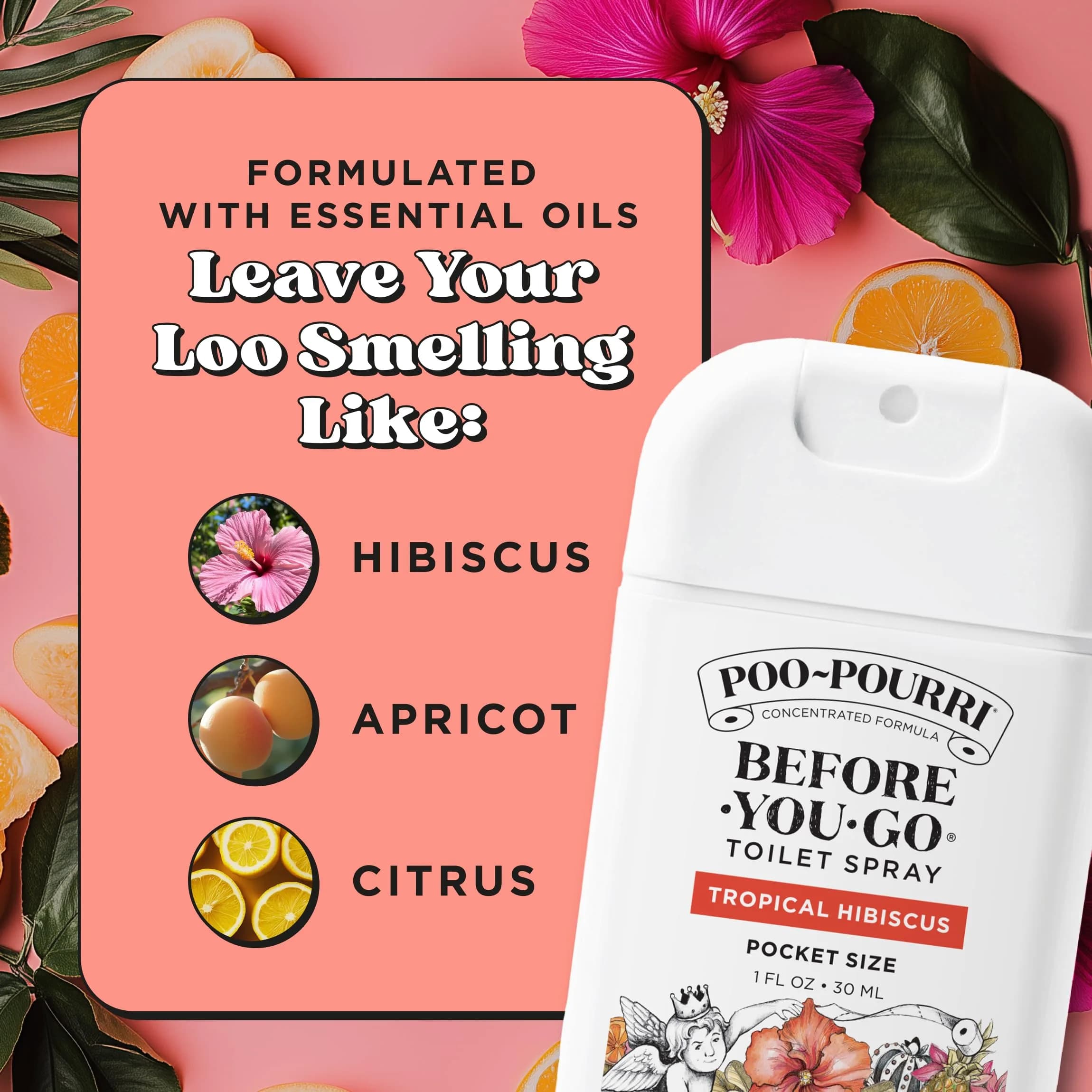 Poo-Pourri Tropical Hibiscus Pocket Toilet Spray 1 Fl Oz | Travel Size Odor Preventer with Natural Essential Oils - view 4