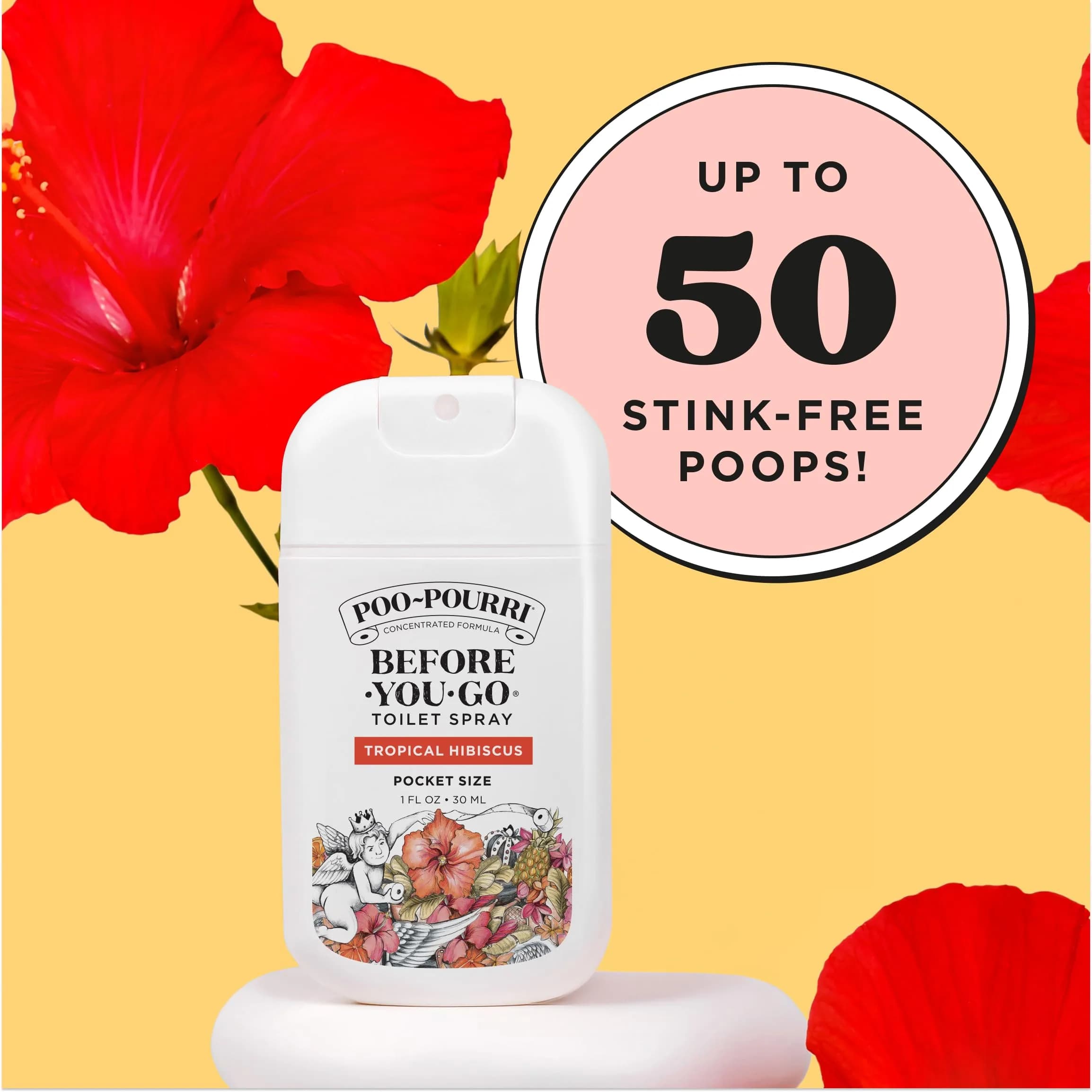 Poo-Pourri Tropical Hibiscus Pocket Toilet Spray 30ml (1 Fl Oz) | Essential Oils Odor Deodorizer - view 5