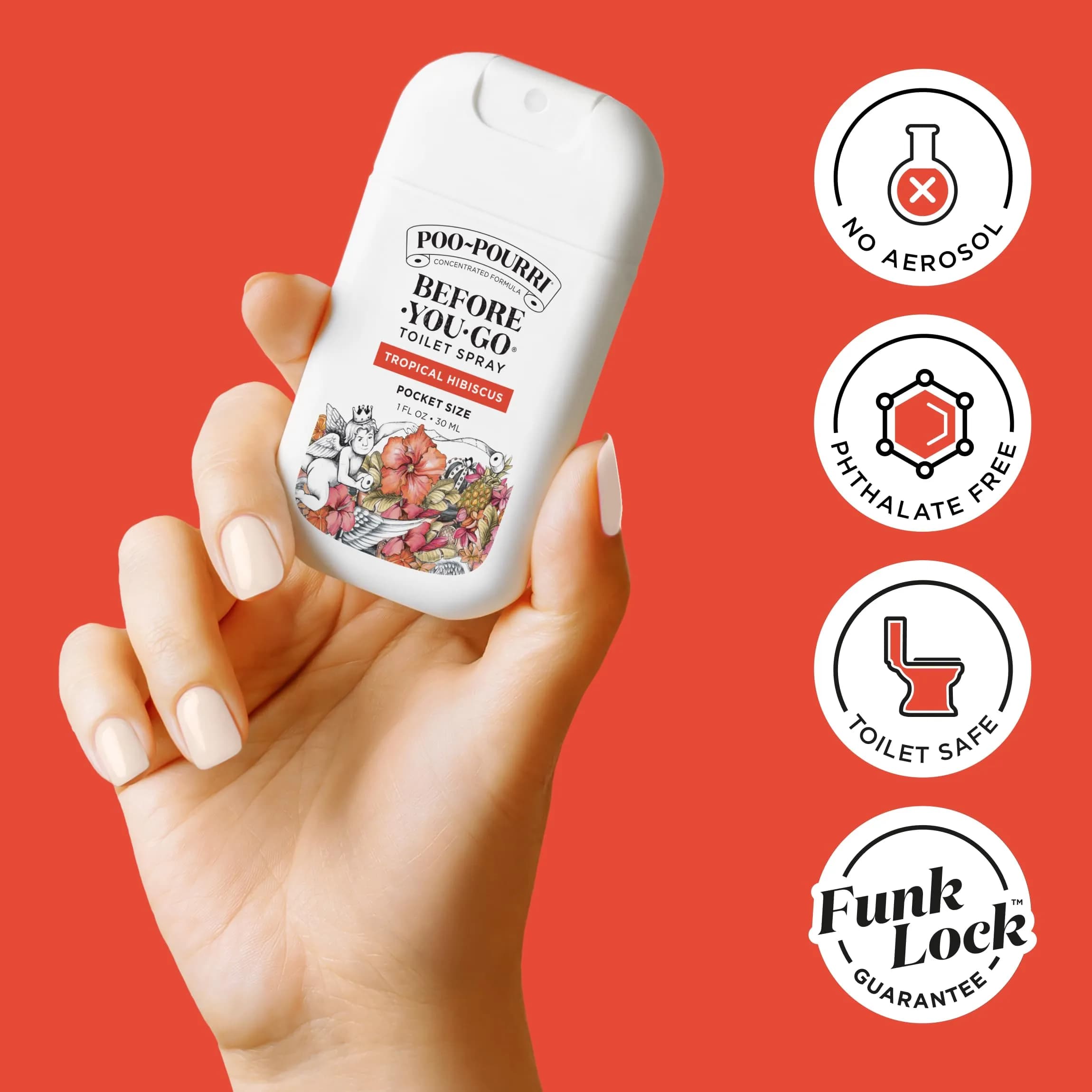 Poo-Pourri Tropical Hibiscus Pocket Toilet Spray 1 Fl Oz | Travel Size Odor Preventer with Natural Essential Oils - view 3