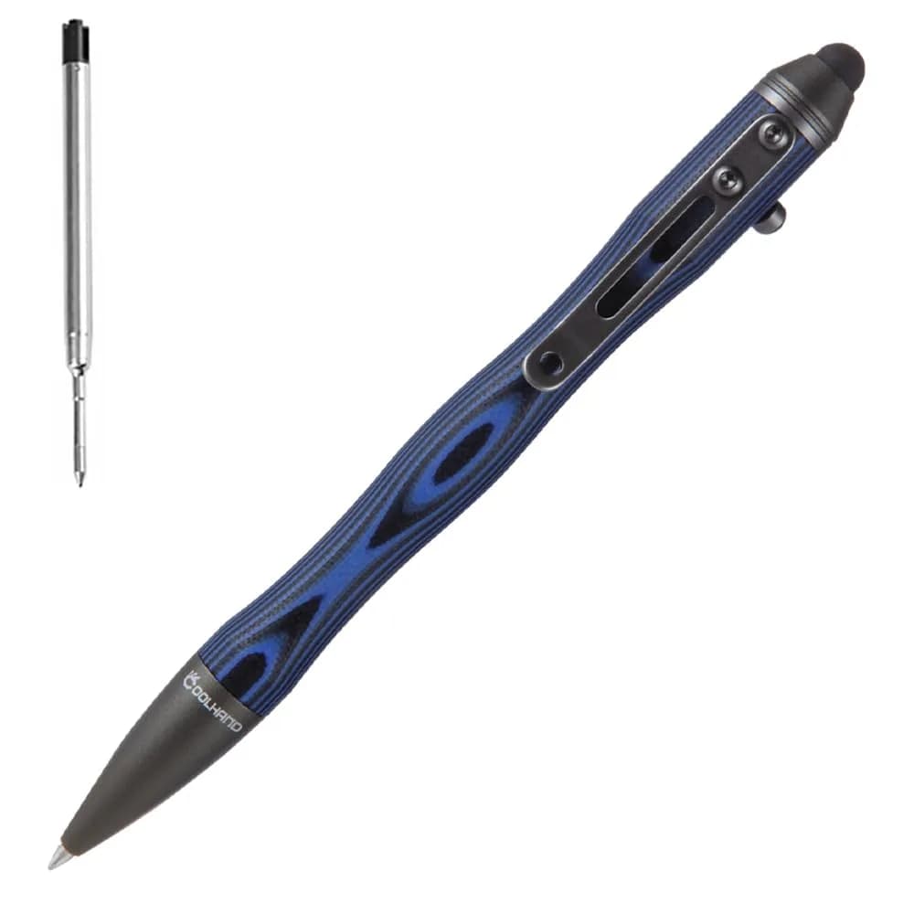 Cool Hand 5.7'' G10 EDC Bolt Action Pen, Touch Screen Stylus, Model 5375-N | Ergonomic large-hand grip, refillable, stylish navy — Style 2 Navy