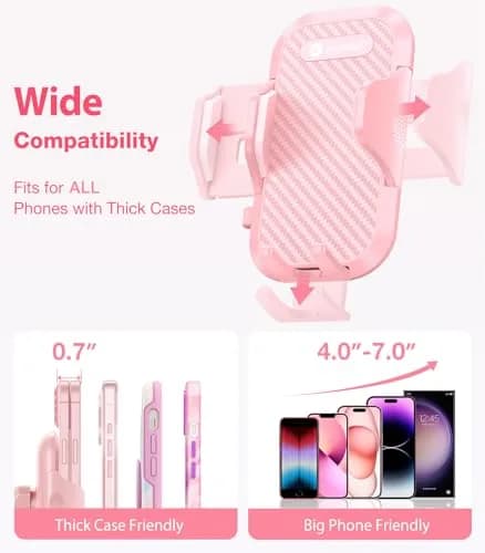 VICSEED Pink Portable Electronic Device Mount | Rally Racing-Grade Stability, 360° Rotatable, Heavy-Duty Suction (4.84-6.93 inch) thumbnail 4