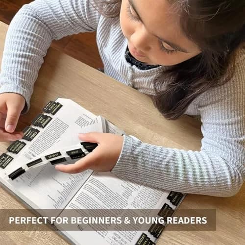 Taja Bible Tabs for Women & Men, Large Print Bible Index Tabs for Easy Navigation, Old & New Testament, 66 Tabs + 9 Blank - Black thumbnail 7