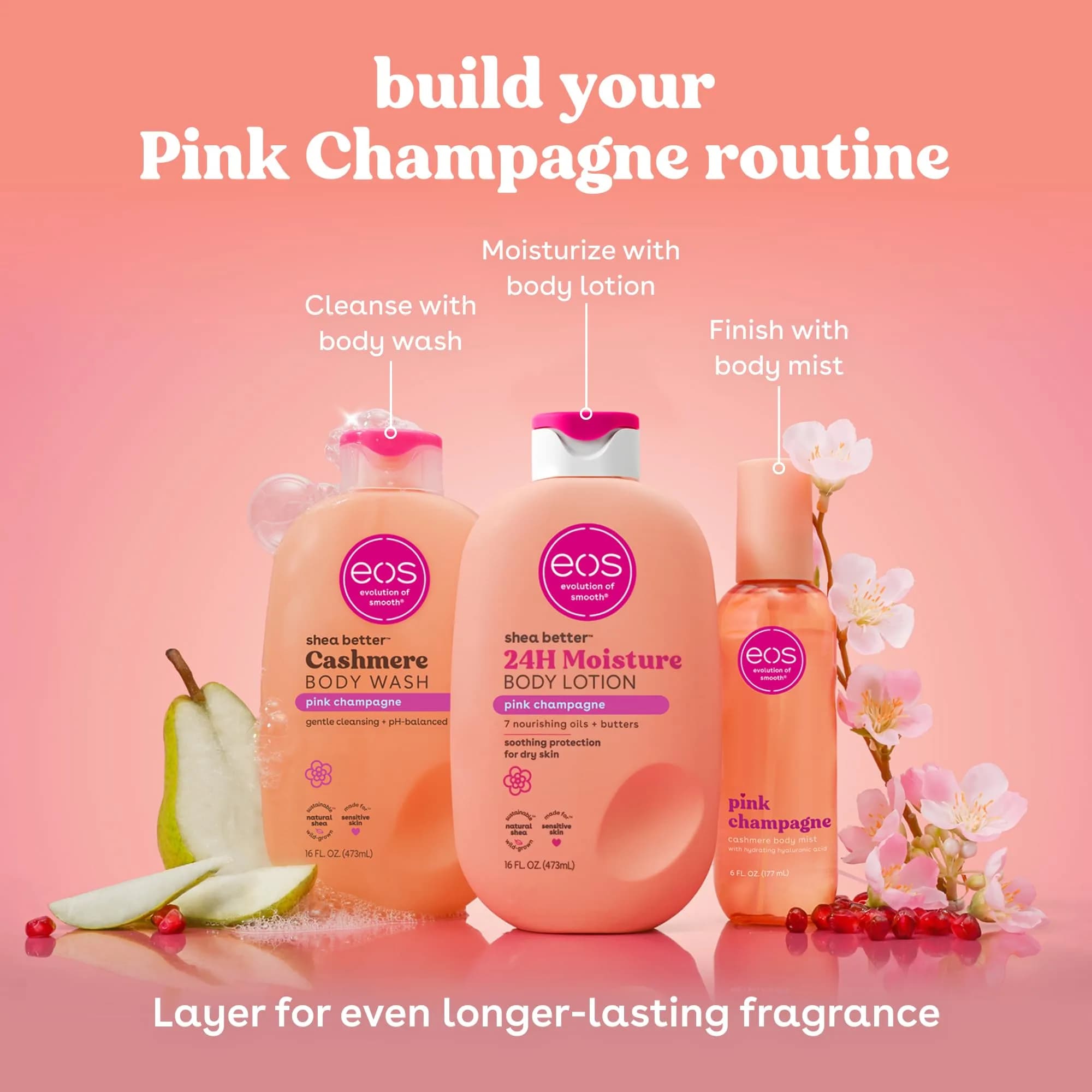 eos Pink Champagne Cashmere Body Wash 473ml (16 fl oz) | pH Balanced for Sensitive Skin - view 4