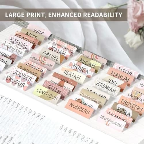 Taja Large Print Bible Tabs for Women & Men, 75 Tabs | Boho Cappuccino Color thumbnail 5