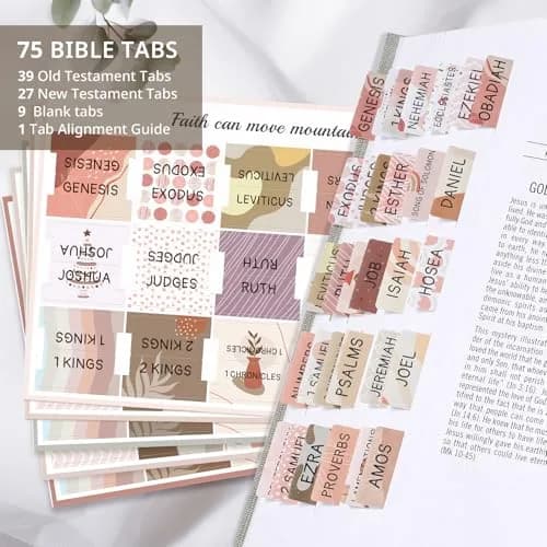 Taja Large Print Bible Tabs for Women & Men, 75 Tabs | Boho Cappuccino Color thumbnail 2