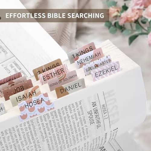 Taja Large Print Bible Tabs for Women & Men, 75 Tabs | Boho Cappuccino Color thumbnail 3