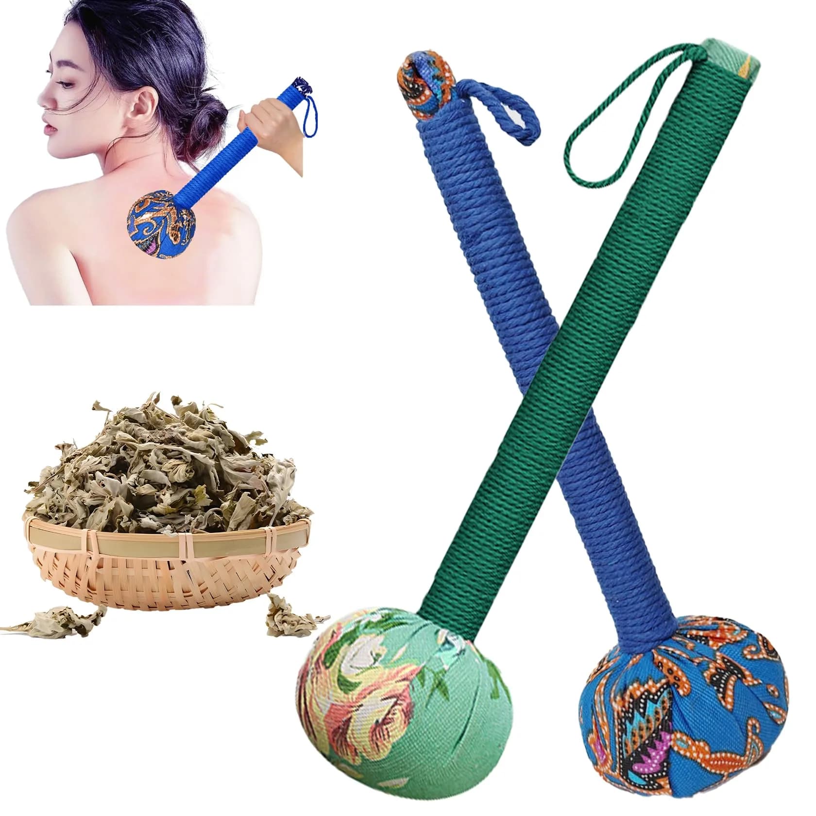 APSWUDR Manual Back Massager Hammer with Mugwort Essence | 25.9 cm (10.24 in) Length, 8.9 cm (3.5 in) Diameter - main product image
