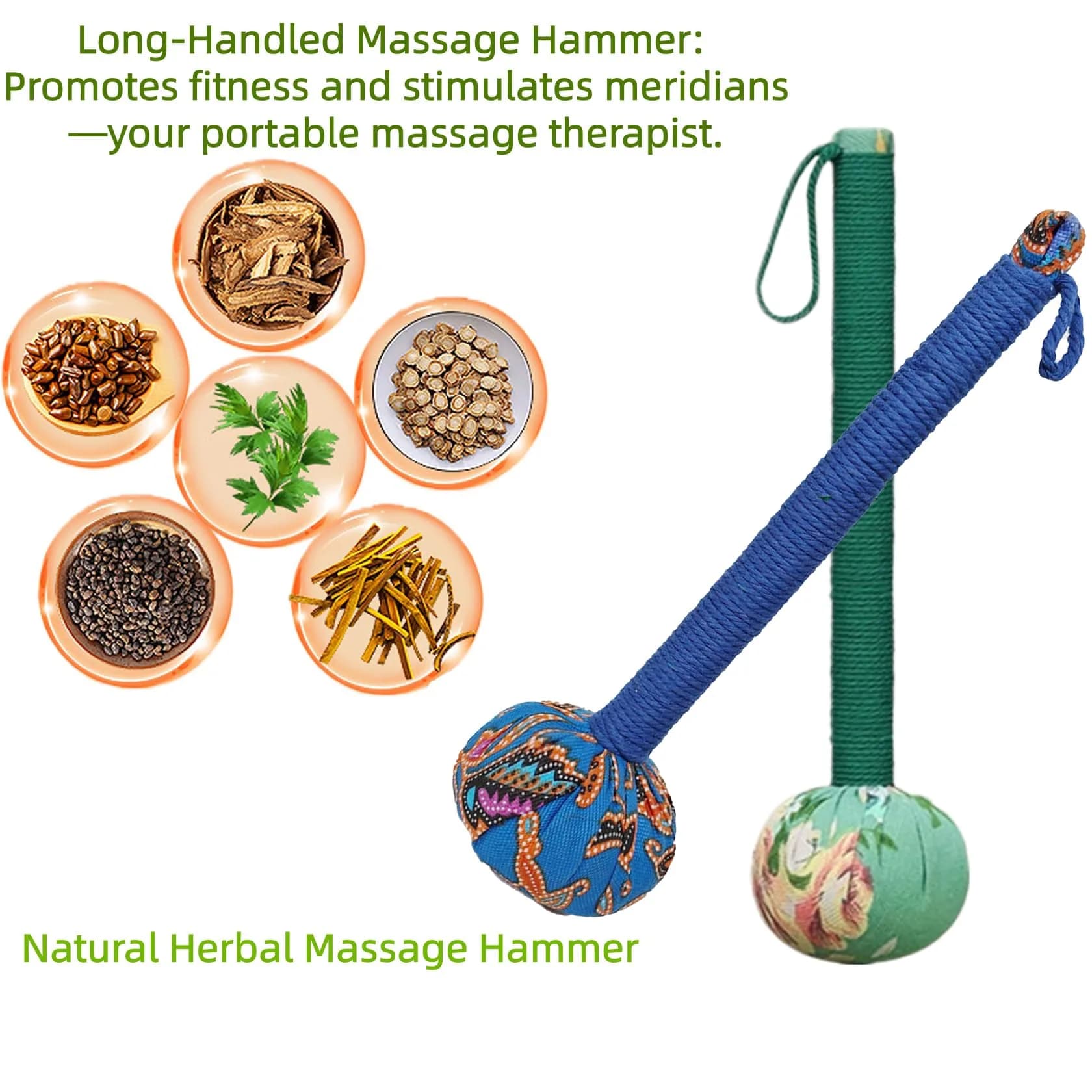 APSWUDR Manual Back Massager Hammer with Mugwort Essence | 25.9 cm (10.24 in) Length, 8.9 cm (3.5 in) Diameter - view 2
