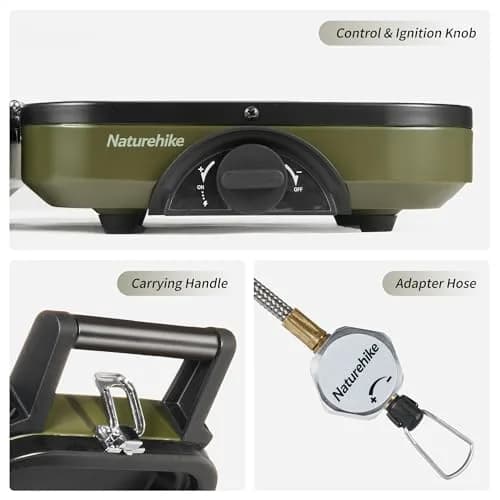 Naturehike 2 Burner Folding Camping Stove with Griddle | Portable Lightweight Gas Stove with Stepless Flame Control thumbnail 4