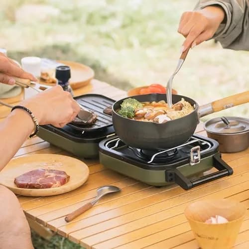 Naturehike 2 Burner Folding Camping Stove with Griddle | Portable Lightweight Gas Stove with Stepless Flame Control thumbnail 6