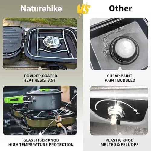 Naturehike 2 Burner Folding Camping Stove with Griddle | Portable Lightweight Gas Stove with Stepless Flame Control thumbnail 2
