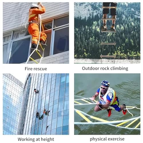 LZ.MZXU Fire Escape Ladder 32.8ft (9.9m) | Heavy Duty Rope Ladder with Hooks for 2-Story Escape thumbnail 6