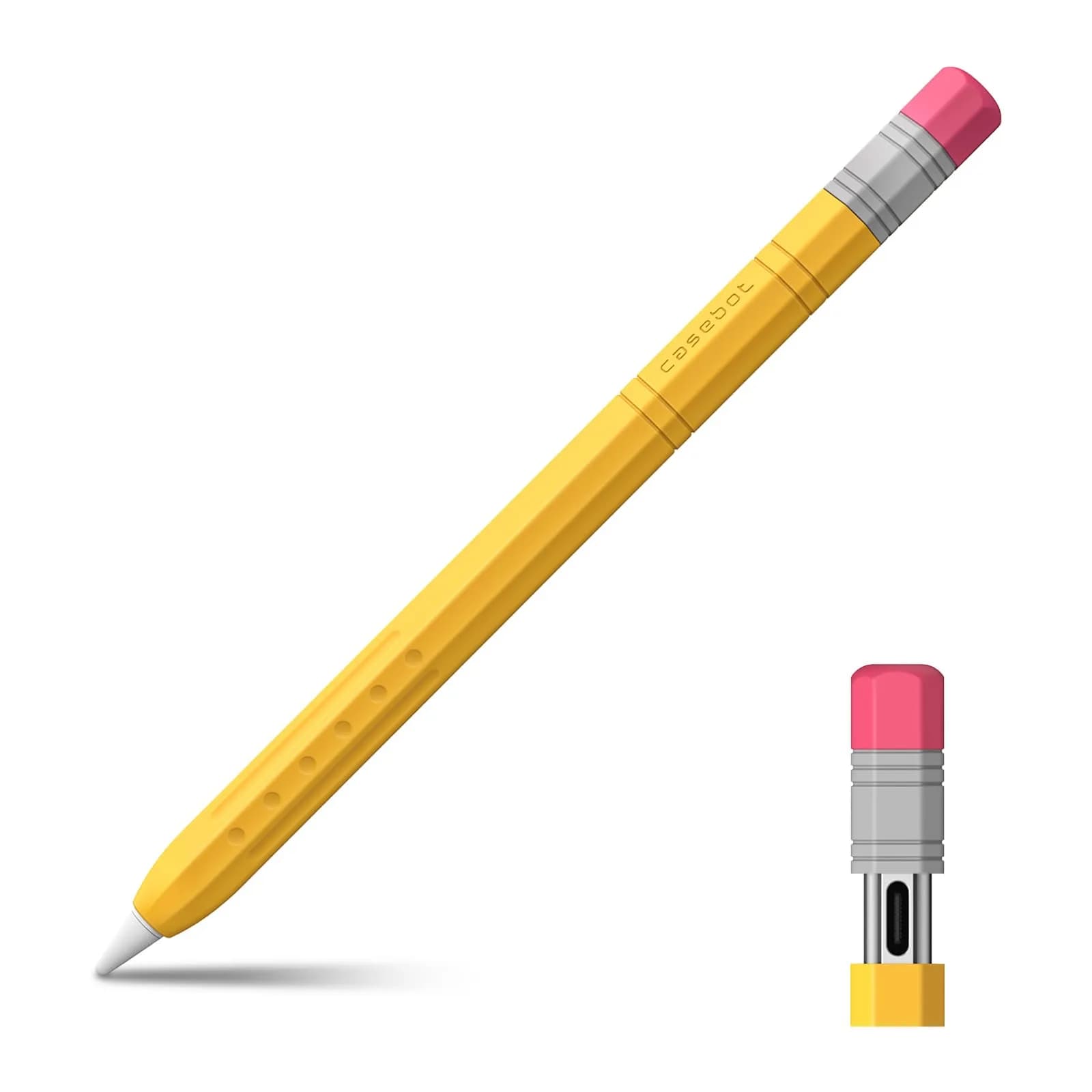 Fintie Soft Silicone Sleeve for Apple Pencil (USB-C), Yellow | Lightweight Pen Protective Cover, Anti-Slip Grip, Ergonomic Design, Writing & Drawing Comfort, Supports Magnetic Attachment — Yellow