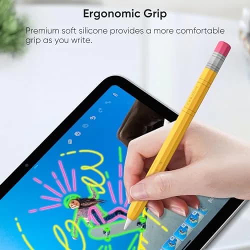 Fintie Soft Silicone Sleeve for Apple Pencil (USB-C), Yellow | Lightweight Pen Protective Cover, Anti-Slip Grip, Ergonomic Design, Writing & Drawing Comfort, Supports Magnetic Attachment thumbnail 5