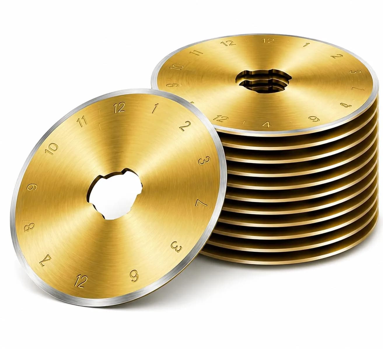 Kingsource 60mm Rotary Cutter Blades 10 Pack Titanium Coated SKS-7 Steel | Durable Replacement Blades for Quilting, Sewing, Fabric Cutting - main product image