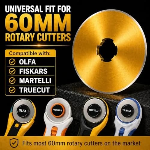 Kingsource 60mm Rotary Cutter Blades 10 Pack Titanium Coated SKS-7 Steel | Durable Replacement Blades for Quilting, Sewing, Fabric Cutting thumbnail 4