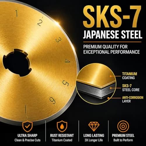Kingsource 60mm Rotary Cutter Blades 10 Pack Titanium Coated SKS-7 Steel | Durable Replacement Blades for Quilting, Sewing, Fabric Cutting thumbnail 3