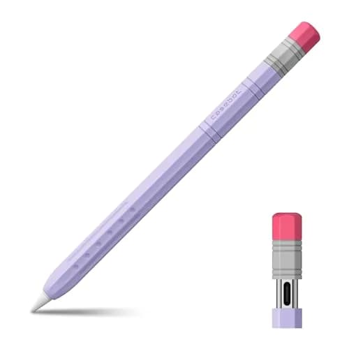 Fintie Soft Silicone Sleeve for Apple Pencil (USB-C) Lilac Purple | Lightweight Pen Protective Cover thumbnail 1