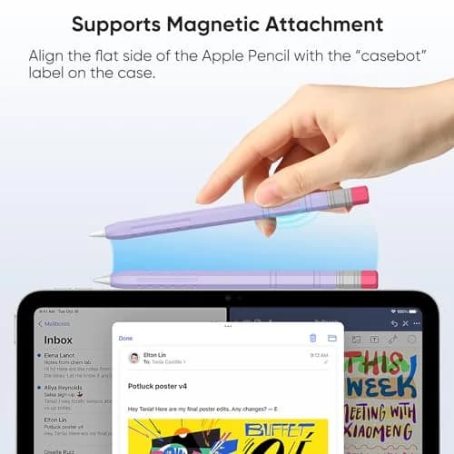 Fintie Soft Silicone Sleeve for Apple Pencil (USB-C) Lilac Purple | Lightweight Pen Protective Cover thumbnail 4