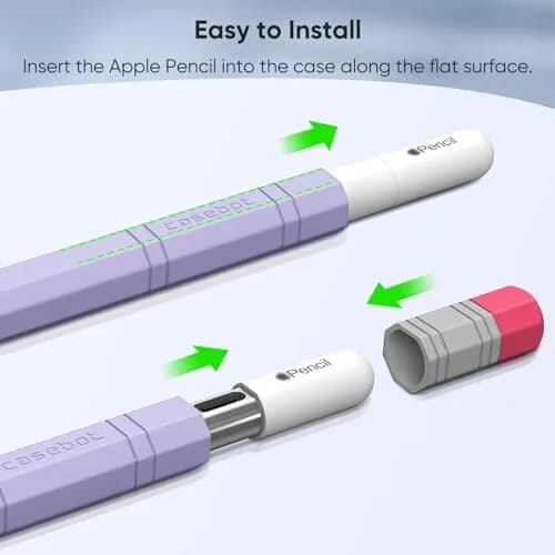 Fintie Soft Silicone Sleeve for Apple Pencil (USB-C) Lilac Purple | Lightweight Pen Protective Cover thumbnail 6