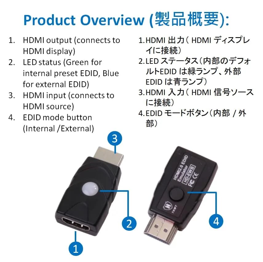 THWT HDMI 2.0 4K EDID Emulator (Model: HD-EWB) | Support Exact EDID Copy & Emulation, HDCP Passthrough, 4K@60Hz thumbnail 6