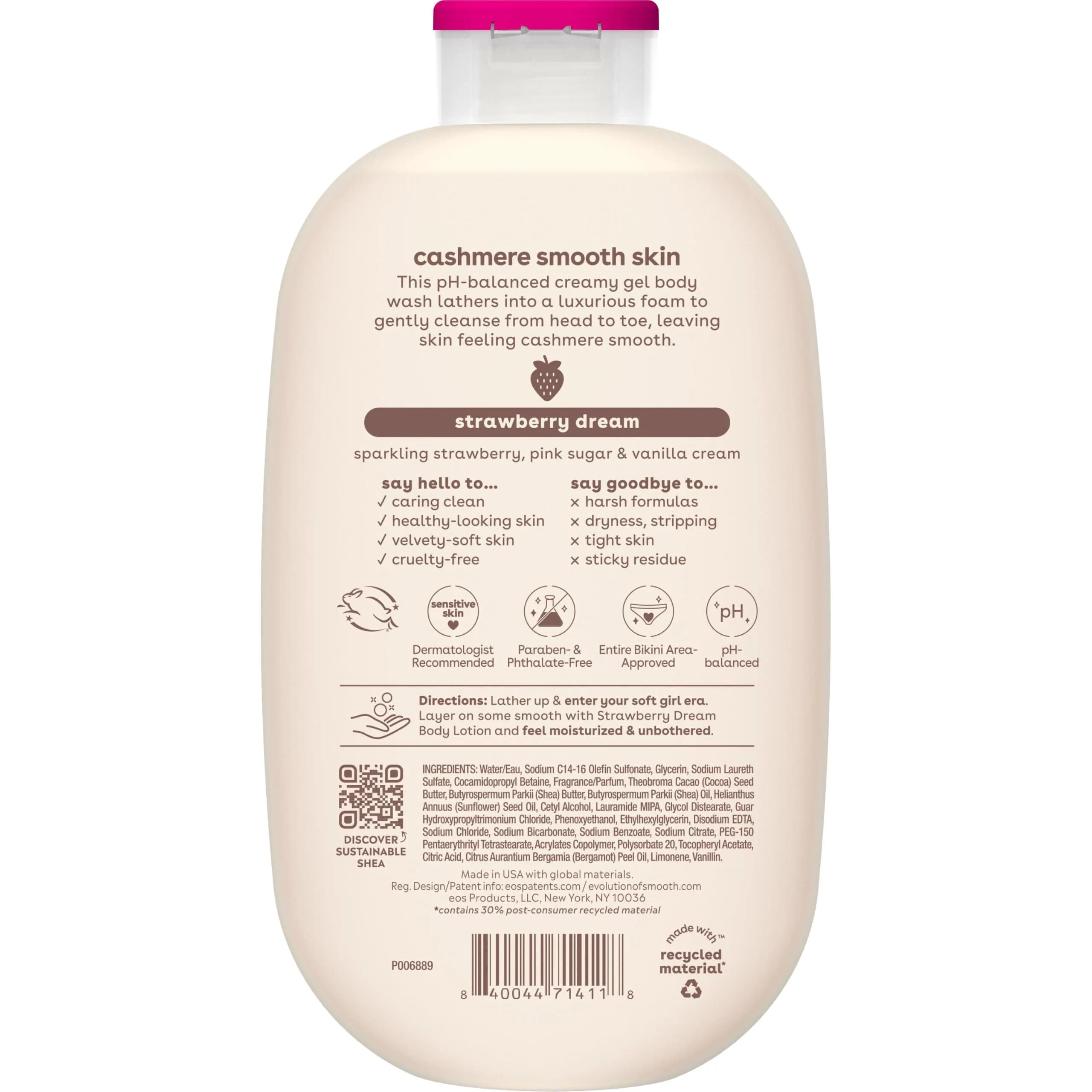 eos Strawberry Dreams Creamy Gel Body Wash for Sensitive Skin, pH Balanced, 16 fl oz - view 9