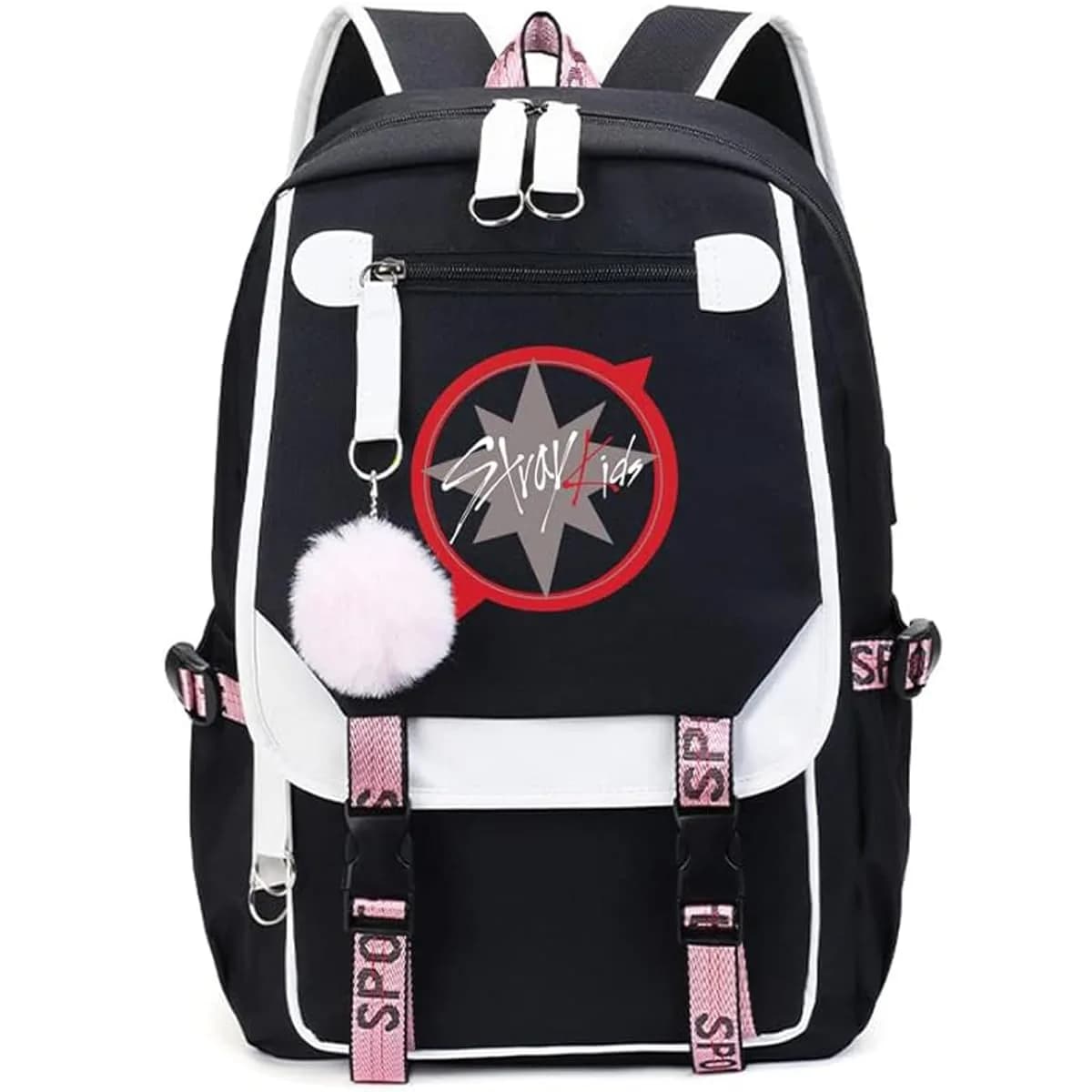 eTel Like Stray Kids Backpack Merch, 11.4 x 6.3 x 18.1in | Casual Book Bag with Laptop Compartment — Balck