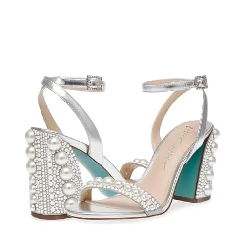 Betsey Johnson Lexi Silver Heeled Sandal 7 | Embellished Block Heel for Evening Wear thumbnail 1