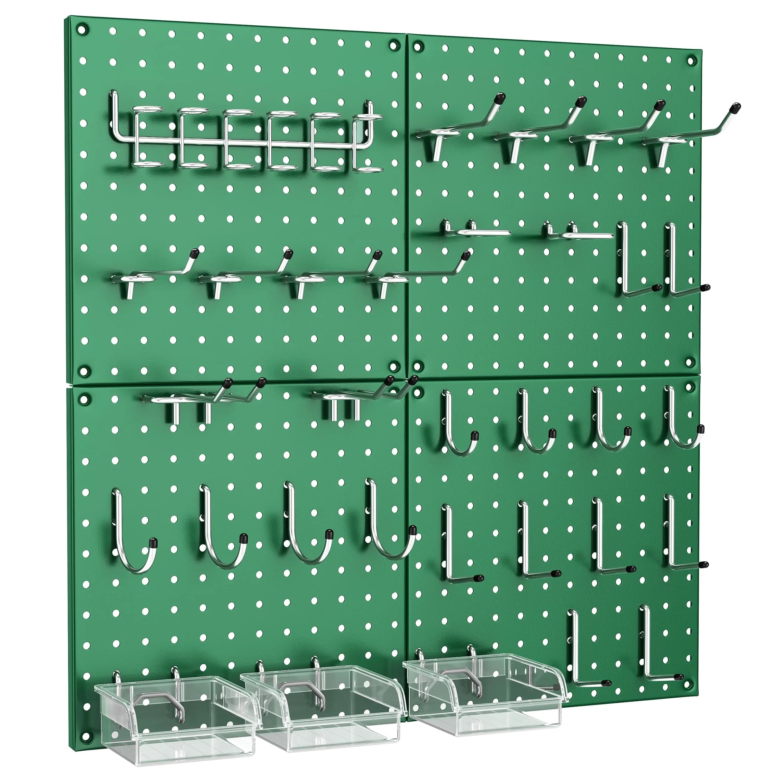 Hogurity Heavy Duty Metal Pegboard Panels with Hooks - 4 Pack 12"x12" | 24"x24" Display Area - main product image