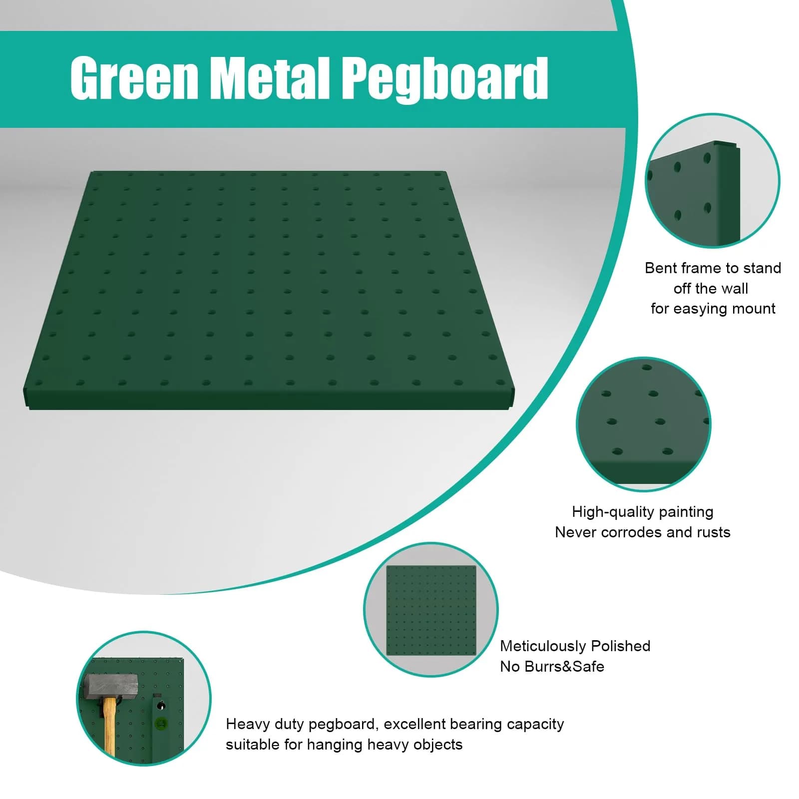 Hogurity Heavy Duty Metal Pegboard Panels with Hooks - 4 Pack 12"x12" | 24"x24" Display Area - view 5