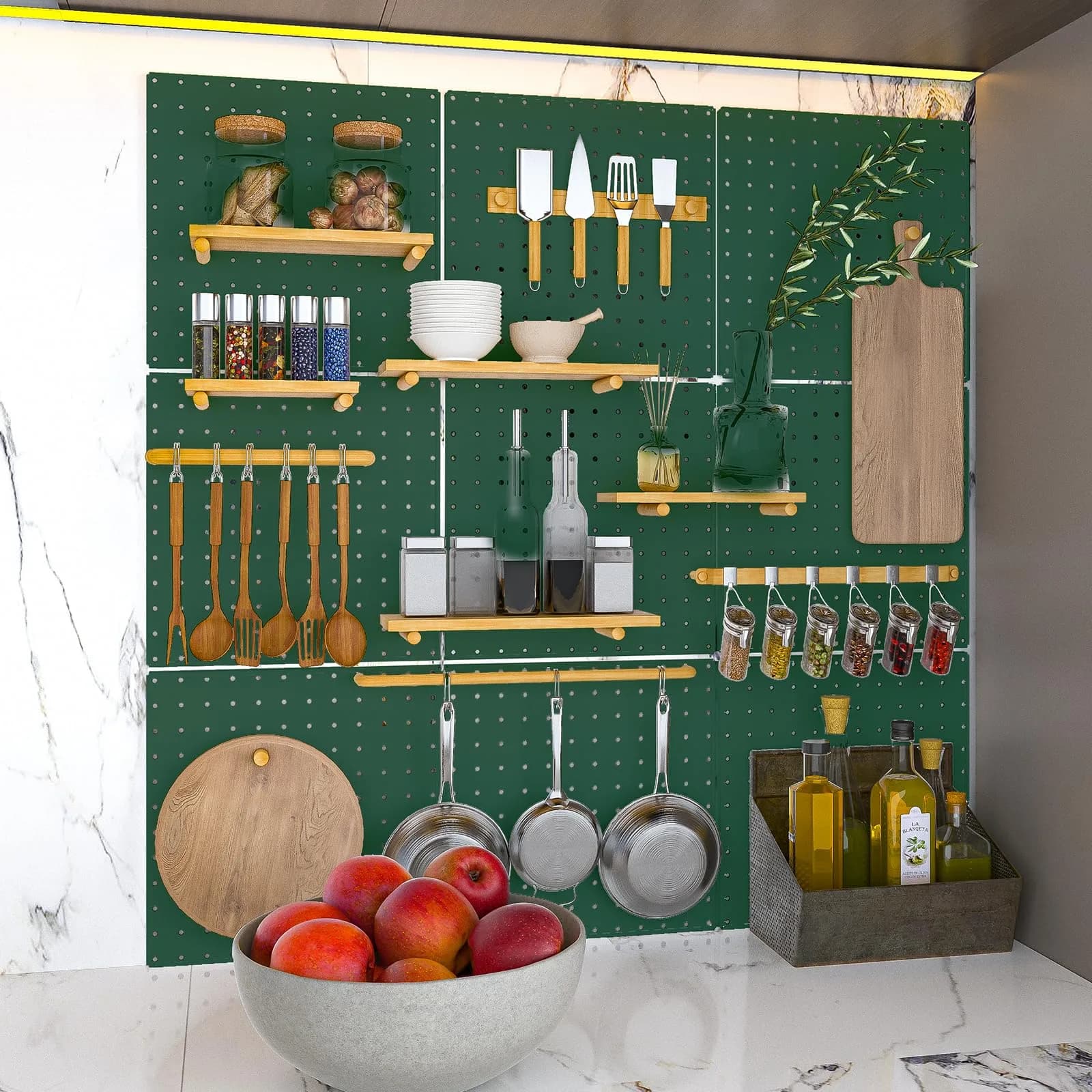 Hogurity Heavy Duty Metal Pegboard Panels with Hooks - 4 Pack 12"x12" | 24"x24" Display Area - view 7