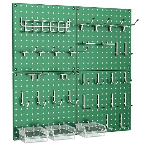 Hogurity Heavy Duty Metal Pegboard Panels with Hooks - 4 Pack 12"x12" | 24"x24" Display Area thumbnail 1