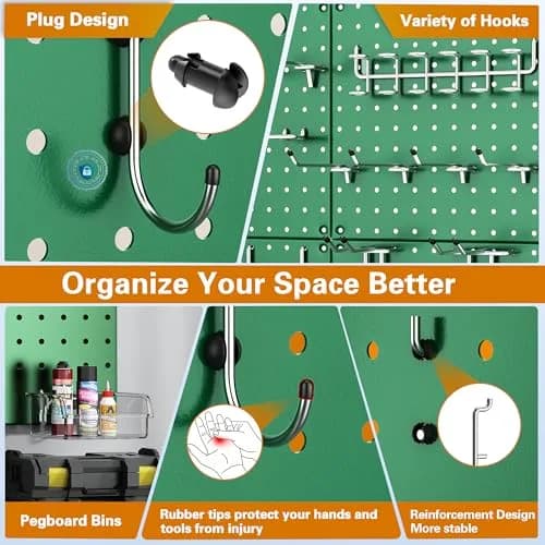 Hogurity Heavy Duty Metal Pegboard Panels with Hooks - 4 Pack 12"x12" | 24"x24" Display Area thumbnail 8