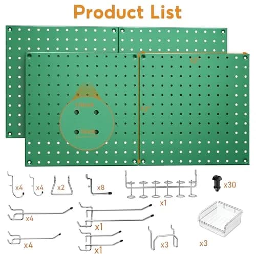 Hogurity Heavy Duty Metal Pegboard Panels with Hooks - 4 Pack 12"x12" | 24"x24" Display Area thumbnail 2